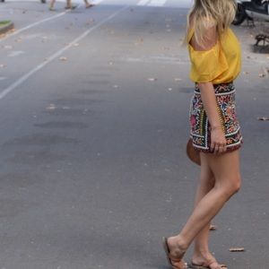 Embroidered Colorful Mini Skirt